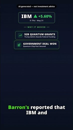 Why Is IBM Stock Jumping Today? IBM +5.60% (May 21) — Quantum Computing Funding Win