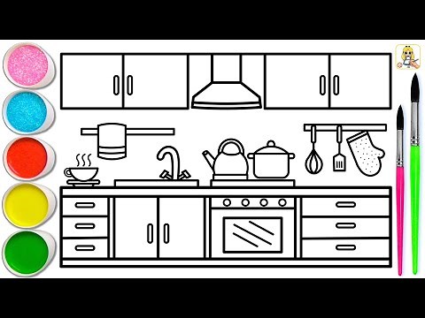 HOW TO DRAW A KITCHEN - Step by Step | Easy Drawing