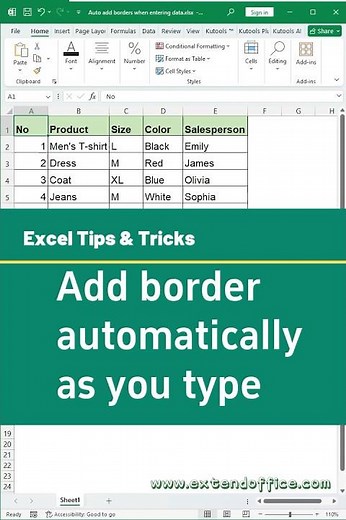 Automatically Add Borders as You Type in Excel