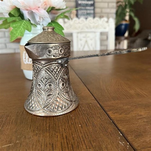 Vintage Turkish Metal Repousse Coffee Pot (cezve or Ibrik) With Lid and 'EA' Mark - Etsy UK