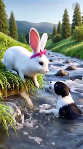 A Rabbit Saved dog life🐰🐶 | 3D Cartoon Story.dog in water and rabbit is struggling for safe
