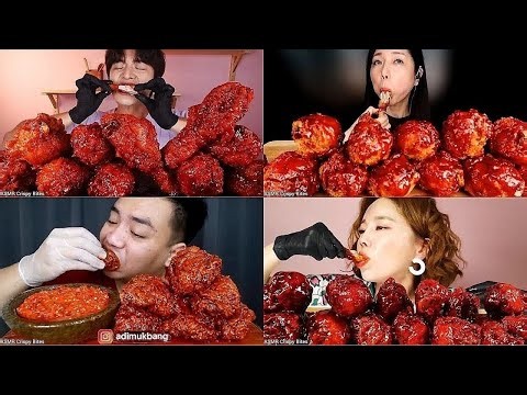 ASMR KOREAN SPICY NUCLEAR FRIED CHICKEN Compilation| No Talking| Mukbang| Eating Sounds |Only Bits