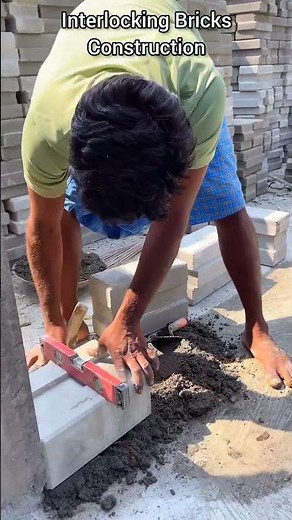 Construction technique | Interlocking Brick Construction #shorts