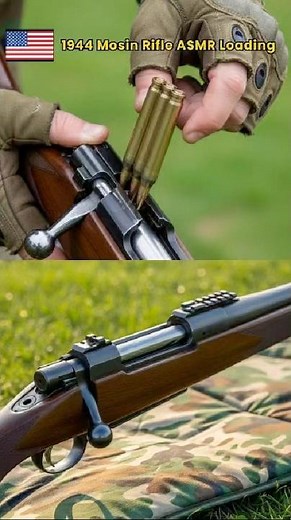 1944 Mosin Rifle ASMR Loading ✨ | Vintage Gun Sound Like No Other 😳💥 #military #army #technology