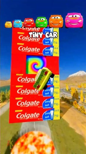 Tiny Car Jump the Colgate Portal… and GROWS to IMPOSSIBLE SIZE! #shorts #beamngdrive