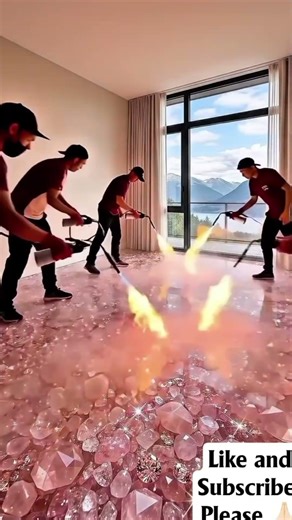 THIS FLOOR IS UNREAL 😱 Luxury Pink Diamond Crystal Epoxy #epoxyfloor #renovation #housedecor