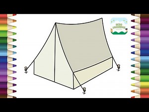 How To Draw A Camping Tent Easy Step By Step | Tent Drawing