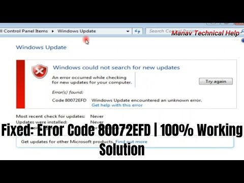 Fix Windows Could Not Search for New Updates | Error Code 80072EFD | 100% Working Solution