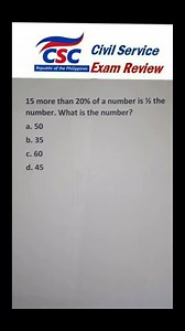 169K views · 1.9K reactions | Numerical reasoning /civil service exam / cse / Napolcom exam / #civilserviceexam2024 #CSEMarch2024 #civilservice #CSE #CSEReview #MTAP #mathematics #NAPOLCOM #mathtutorial Civil Service Exam 2024 Community Civil Service Exam Review Online Civil Service Exam Civil Service Commission Davao Region Civil Service Exam Reviewer 2024 Civil Service Exam (CSC 2024) | Arturo Infornon Malag Jr. | Facebook