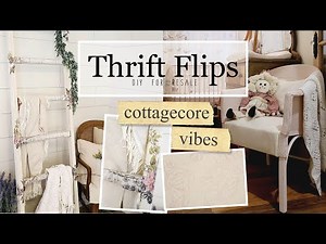 THRIFT FLIPS • Cottagecore Style • IOD Transfer • Large Wood Ladder • Spindles • Upholstered Chair