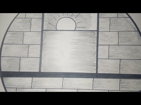 How to draw a Beautiful sunset window scenery drawing