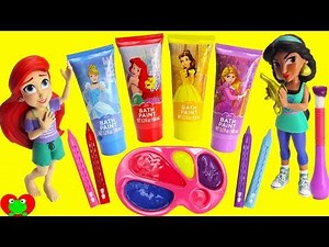 Genie Teaches Colors with Princess Paint Party Ariel, Rapunzel, Jasmine, and Belle