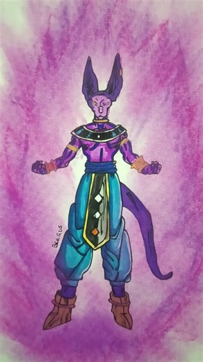 lord beerus God of destruction 💜🩵🤍🩶💟 #anime #art #animeeart #shorts #drawing