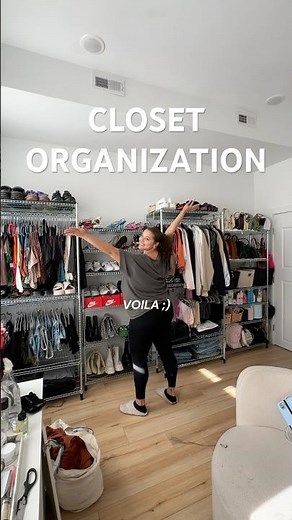 organizing my closet with the IKEA omar shelves 🤩 it’s coming along! #organizedhome #closetmakeover