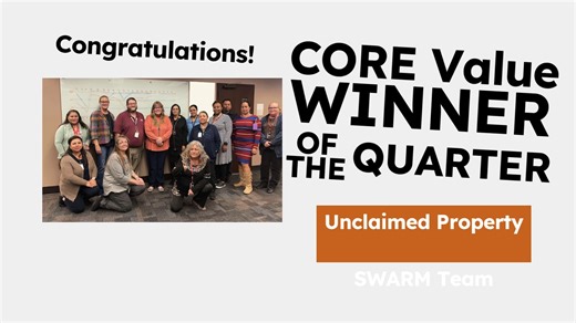 Meet the Unclaimed Property SWARM team! She received the Core Value Award 🏆 for Commitment to Excellence. The team completing 1,247 claims - some being approved under 20 days. An effort that will help keep the claims processing time under 30 days. 🧡 #IHeartADOR #TeamAZDOR | Arizona Department of Revenue