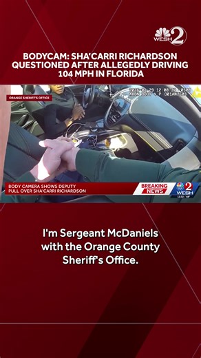 26K views · 132 reactions | Olympic track star Sha'Carri Richardson was arrested Thursday in Central Florida after deputies say she was driving 104 mph. Read the full story: https://www.wesh.com/article/bodycam-olympic-track-star-shacarri-richardson-super-speeder-florida/70203327 | WESH 2 News | Facebook