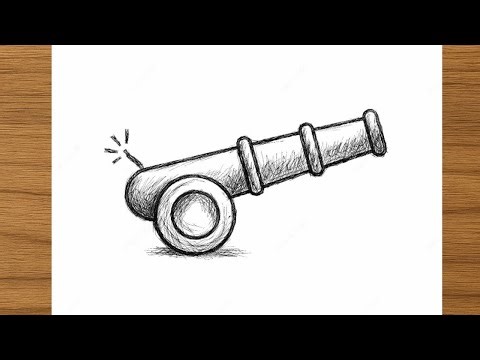 Simple cannon drawing step by step beginner
