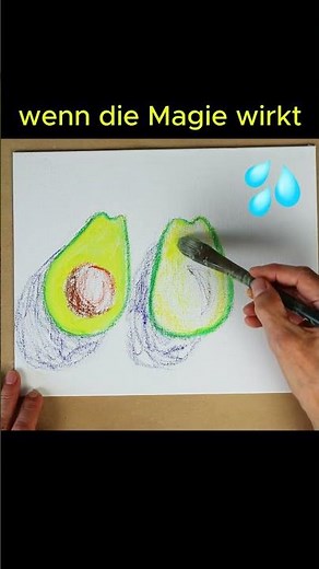 Ölkreiden mit Wasser: coole Avocado-Malerei 🙃🎨#shorts #acrylmalen #anfänger #tutorial