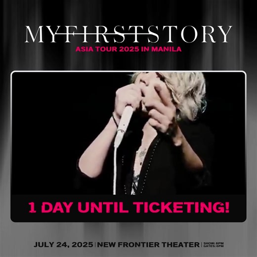 The countdown is almost over! 🤯 What MY FIRST STORY song are you blasting right now? Drop it in the comments! 👇 😉👉 Remember to set your alarms because TOMORROW, May 18, 2025, at 12PM (PHT), tickets will be available for sale via TicketNet outlets and tinyurl.com/MYFIRSTSTORYinMANILA This is YOUR chance to be a part of something legendary– the MY FIRST STORY ASIA TOUR 2025 in MANILA, happening on July 24, 2025, at the New Frontier Theater!🤘🎸 Get ready to scream and rock out with your fellow
