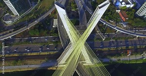 Modern architecture. Modern bridges. Linking two different points. Cable stayed bridge in the world, Sao Paulo Brazil, South America.