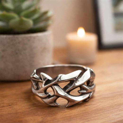 Stainless Steel Spikes Ring, Vintage Hollow Out Nordic-style Couple Accessories for Men Women Couple-rings - Etsy