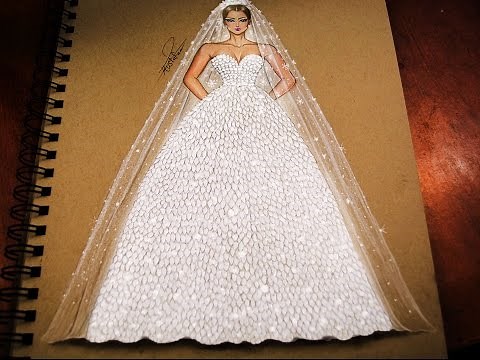 تعليم رسم وتصميم ازياء | رسم فستان زفاف خطوة بخطوة - how to draw wedding dress