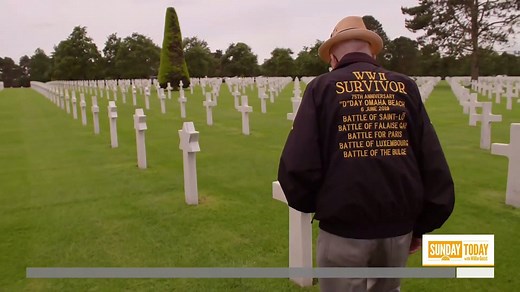 "I am literally the last man." World War II veteran Jake Larson, now 96, stormed the beaches of Normandy 75 years ago on June 6, 1944. Now, he’s returning to the spot 75 years later as the sole survivor of his unit. | Today Show