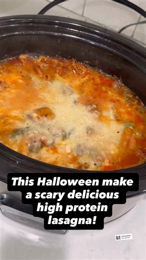 Halloween is tomorrow and it’s going to be chilly! Grab the ingredients today for this delicious high protein lasagna! Throw it all together in the crockpot and have dinner ready before trick or treat! Recipe in comments! Please tag us when you make this!! | Transcend Training 40475