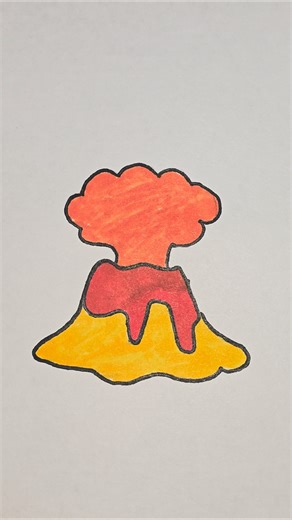 Cute volcano drawing 🌋#cuteart#drawing#volcano#shortvideo #shorts #asmr #art #coloring #csgo