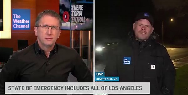 6K views · 156 reactions | California has a long night ahead with more rain on the way. Stay with us through 1/12c for updates. Justin Michaels is live from Beverly Hills: | The Weather Channel | Facebook