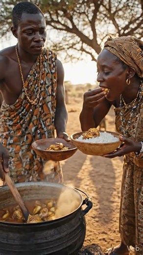 African Tribal Cooking Moment | Sharing Food by the Fire 🔥