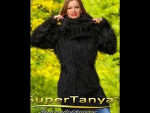 Black tightly fitted fuzzy mohair sweater dress by SuperTanya
