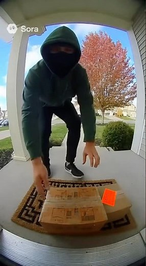Instant Karma! Robber Gets Inked 💥📦 #funny #funnyclips #soradoorbellcam