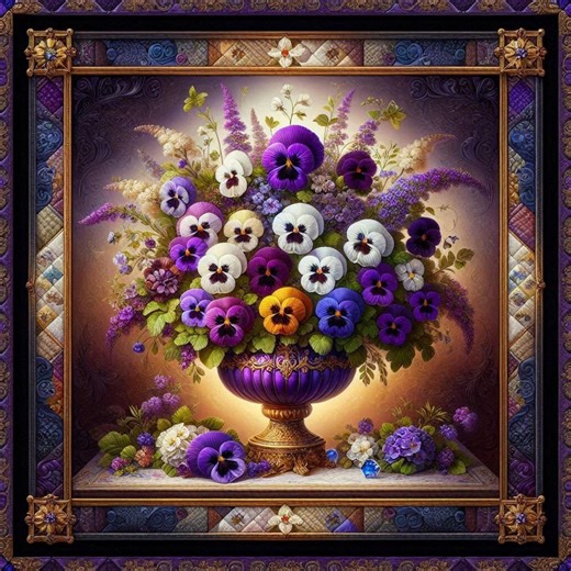 Quilt Fabric Panels – Regal Pansy Elegance Sewing Art - Etsy