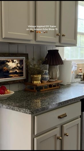 Heather | DIY + Home on Instagram: "Vintage inspired DIY frame! The Echo Show and the flexi molding are both on sale today ✨ just comment SHOP and I'll send over the roundup of supplies 🙂 1. Grab a base for your frame. The easiest way is the get one of these frames off Amazon - but you can also make a frame out of wood and attach a strap onto the back to save some $$ 2. Measure from inside corner to inside corner of the frame to get the length to cut your flexi molding. I used miter shears to c