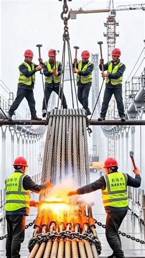⛑️Maintenance Came TOO LATE: Rusty Bridge Suspension Snaps During Repair! #fail #engineering #bridge