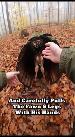 He Found a Fawn Trapped in a Log! 🦌 #shorts #animalrescue
