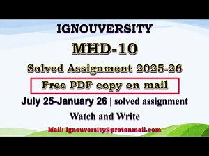 MHD 10 solved assignment 2025-26 in Hindi || mhd 10 solved assignment 2026 || mhd10 2025-26