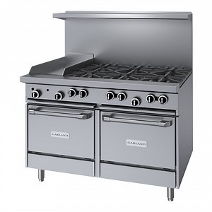 Garland G48-48GSS Natural Gas Range with 48" Griddle and 2 Storage Bases - 72,000 BTU