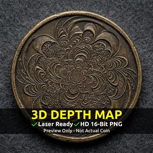 Coin Depth Map, Fiber Laser Engraving File, Lightburn, Grayscale Height Map, Embossing, CNC, PNG, Fractal Bloom Hypnotic Patterns - Etsy