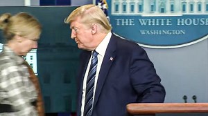 215K views · 108 reactions | Watch Donald Trump storm out of this press briefing after he gets really mad with a reporter. | The Majority Report | Facebook