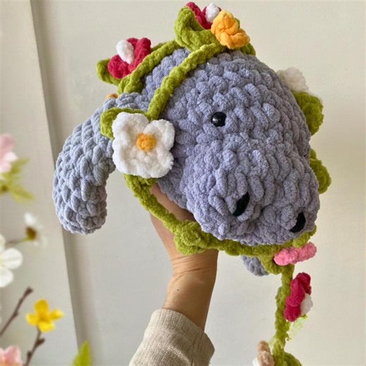 Crochet Manatee Pattern With Floral Garland, Amigurumi Sea Cow PDF, Chunky Plush Manatee Crochet Instructions, Spring Flower Manatee Pattern - Etsy