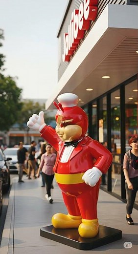 😨 Jollibee Statue Starts Talking in Demonic Voice?! 🍟🩸 #jollibee #creepy