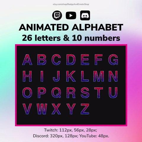 Animated Twitch Alphabet | 26 Letters   0–9 Numbers | Lightning Stream Font | Red Blue Gradient Emote Set | GIF Download - Etsy