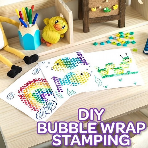 It's National Bubble Wrap Appreciation Day! Take your bubble wrap to a new level! Create bright bubble wrap art with this upcycled craft at home. | Crayola