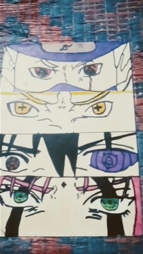 Team 7 Eyes Drawing 🔥 Naruto, Sasuke, Sakura & Kakashi Art #animeart #team7 #shorts
