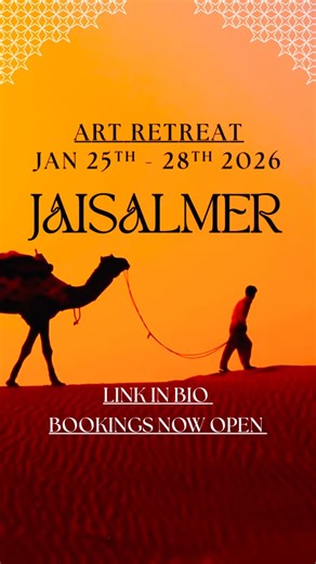 Zainab Balsara | Onestroke Flower painting | India on Instagram: "ART RETREAT 🎨 Let the desert be your muse. Join me in Jaisalmer(Rajasthan) India, for a soulful art retreat, from the 25th - 28th of Jan,2026. Sunsets, colours, creativity, laughter and happy colourful memories — all in one unforgettable escape. Link in bio or comment JAISALMER for details. #travelwithme✈️ #ᴊᴀɪsᴀʟᴍᴇʀ #trendingreels❤️ #wow #painting🎨 #artretreatinthedesert #letsgo"