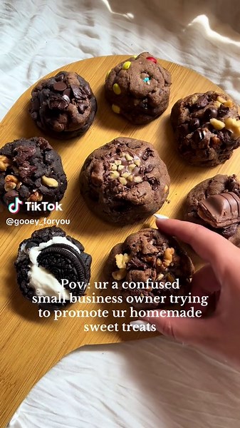 Anyone interested in buying some ooey gooey delicious cookies 🫠 #fyp #viral #cookies #smallbusiness #baking