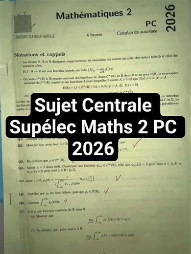 Sujet Centrale Supélec Maths 2 PC 2026
