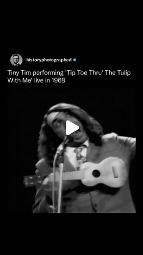 History Photographed on Instagram: "Tiny Tim performing ‘Tip Toe Thru’ The Tulip With Me’ in 1968. In 1996, while performing this same song, he had a heart attack and passed away at the age of 64."